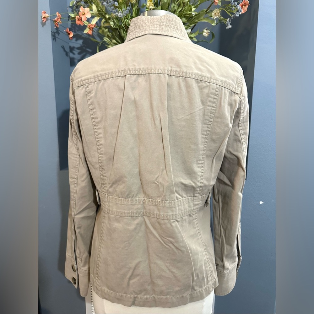 Liz Claiborne Ladies Jacket Safari Look Tan 100% Cotton Size Large GUC - Picture 2 of 14